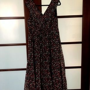 Melloday Pleated V-Neck Flora Maxi Dress Sz L